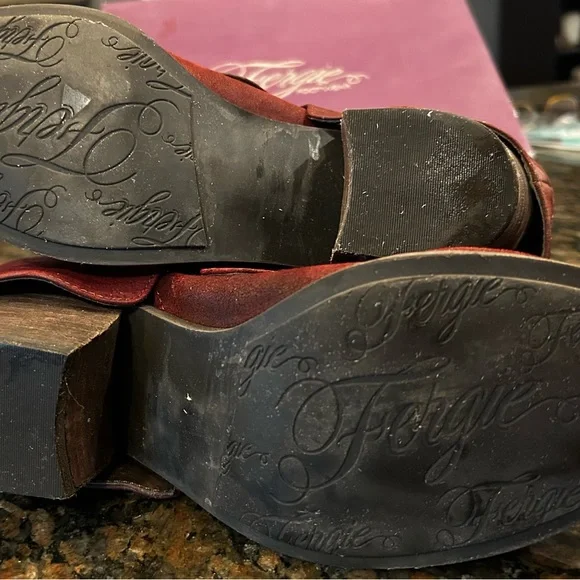 Fergie Dark Burgundy Heeled Boots - Picture 5 of 6